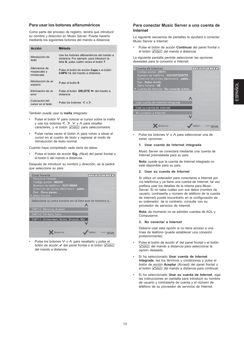 Esp añol, Para usar los botones alfanuméricos | Marantz DH9300 User Manual | Page 77 / 132