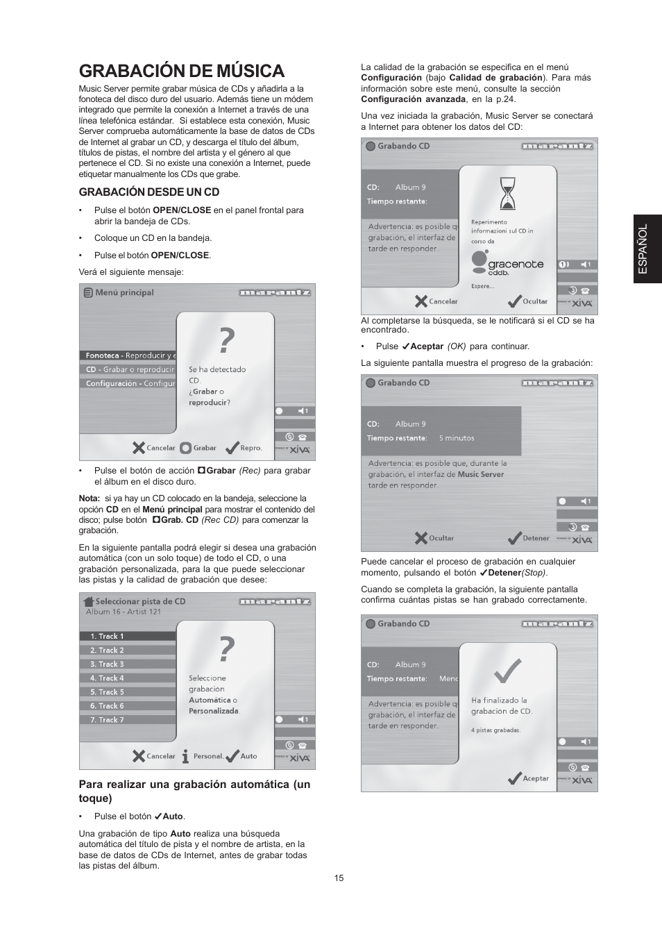 Grabación de música | Marantz DH9300 User Manual | Page 79 / 132