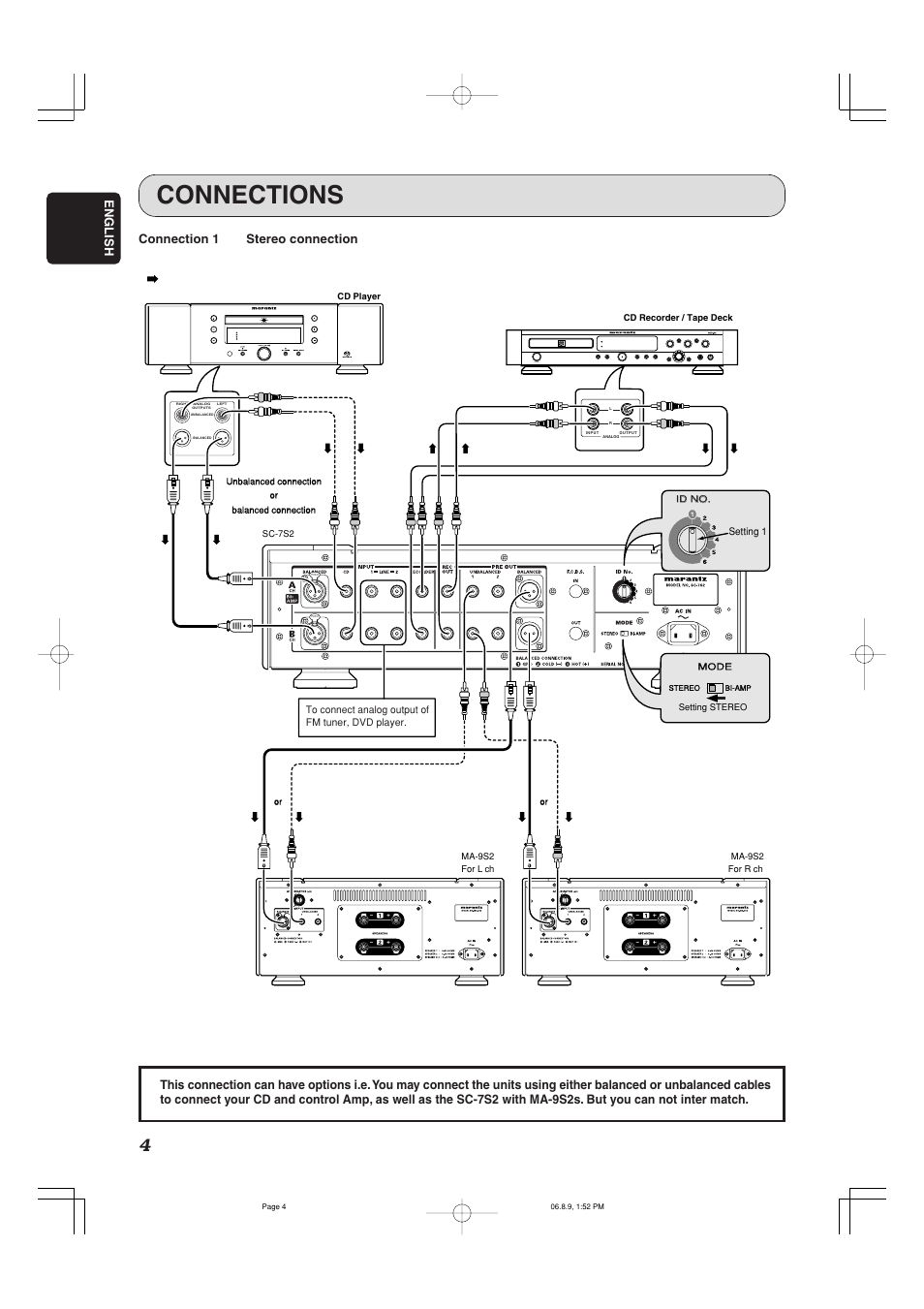 Connections, Push, English | Marantz SC-7S2 User Manual | Page 8 / 26
