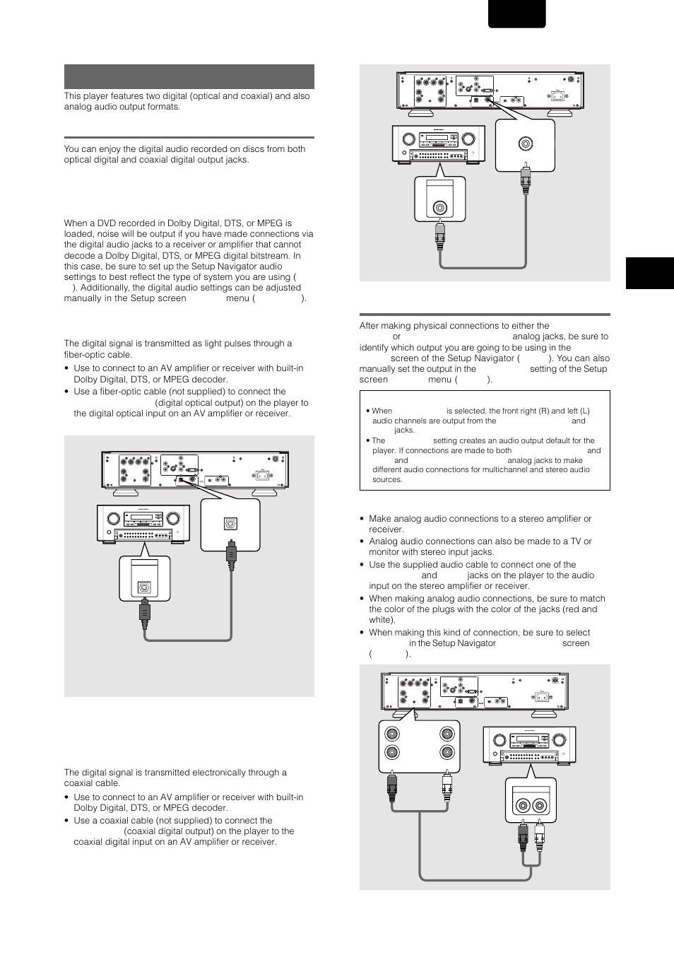 Audio connections, Digital audio connections, Analog audio connection | English | Marantz DV-12S1 User Manual | Page 17 / 69