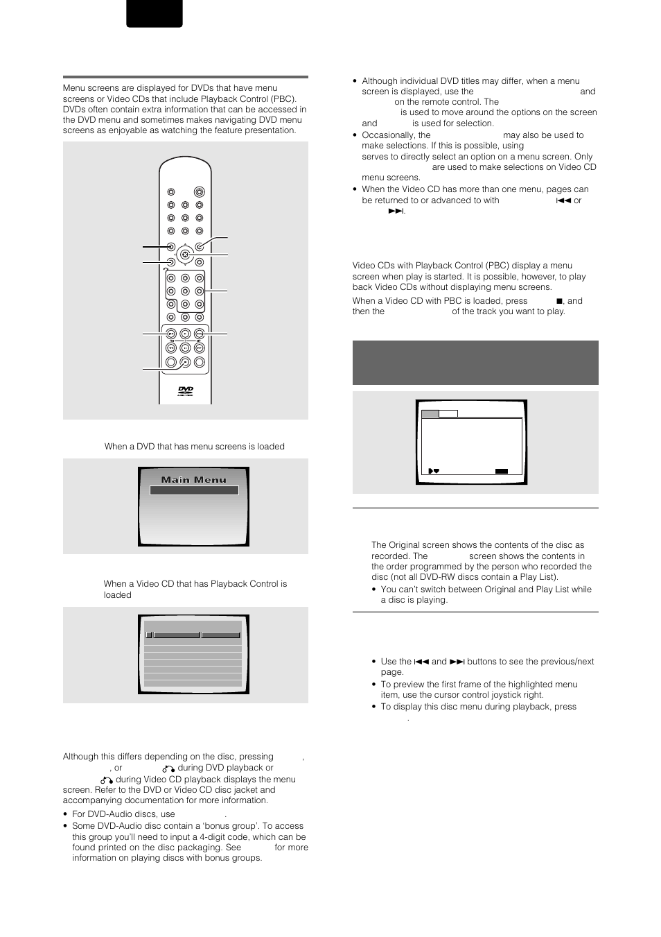 Playing dvd-rws (usa model only), When a menu screen is displayed, English | Dvd-rw | Marantz DV-12S1 User Manual | Page 26 / 69