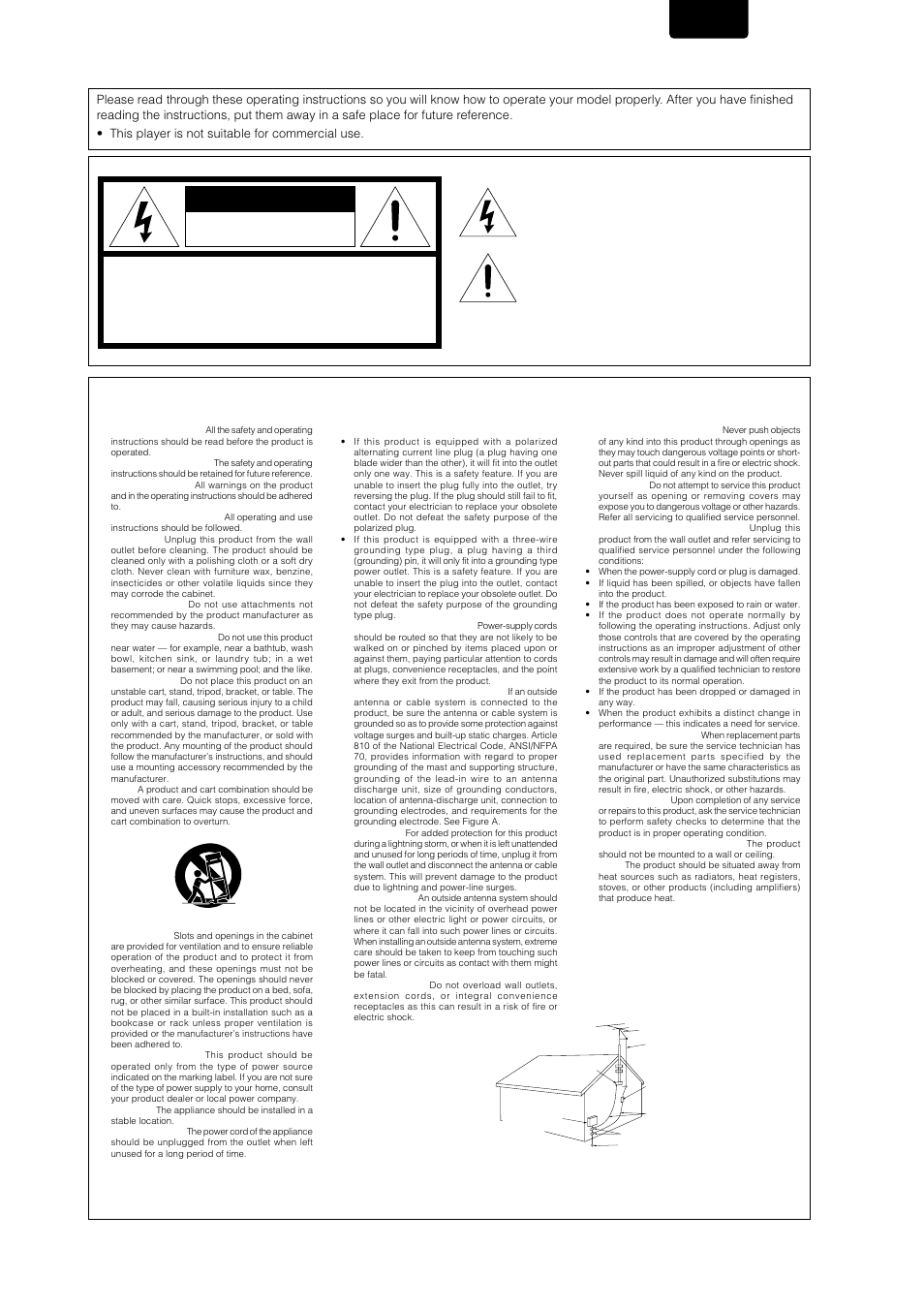 Important safety instructions, Caution, English | Marantz DV-12S1 User Manual | Page 3 / 69