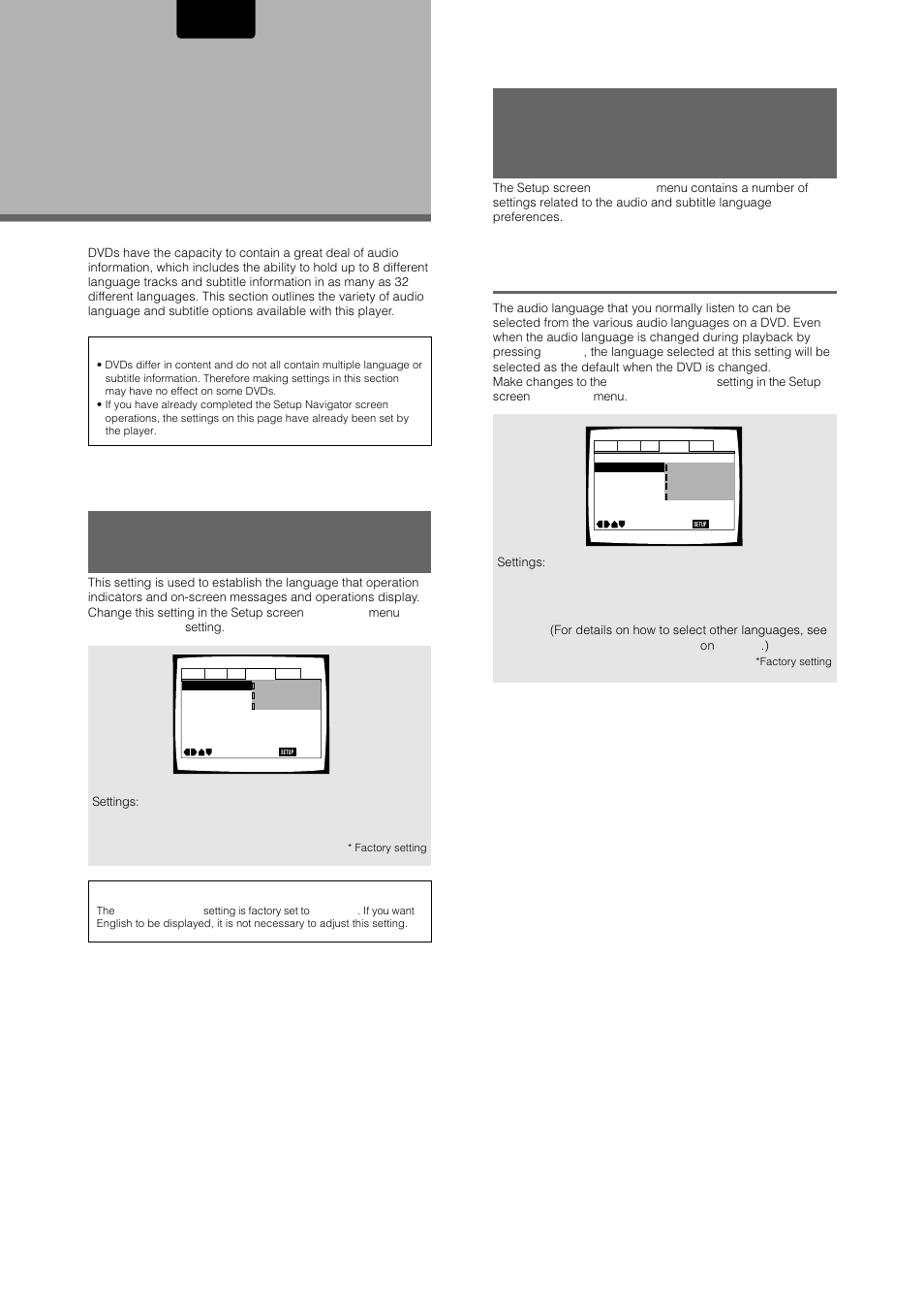 Setting the language options, Setting the on-screen display (osd) language, Selecting an audio language preference | English | Marantz DV-12S1 User Manual | Page 40 / 69