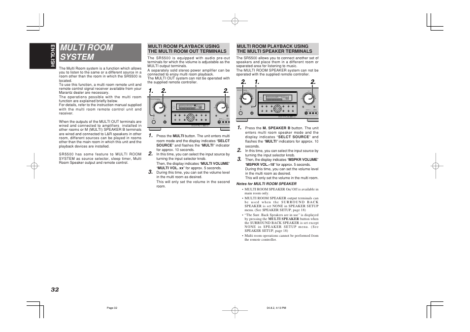 Multi room system | Marantz SR5500 User Manual | Page 35 / 41