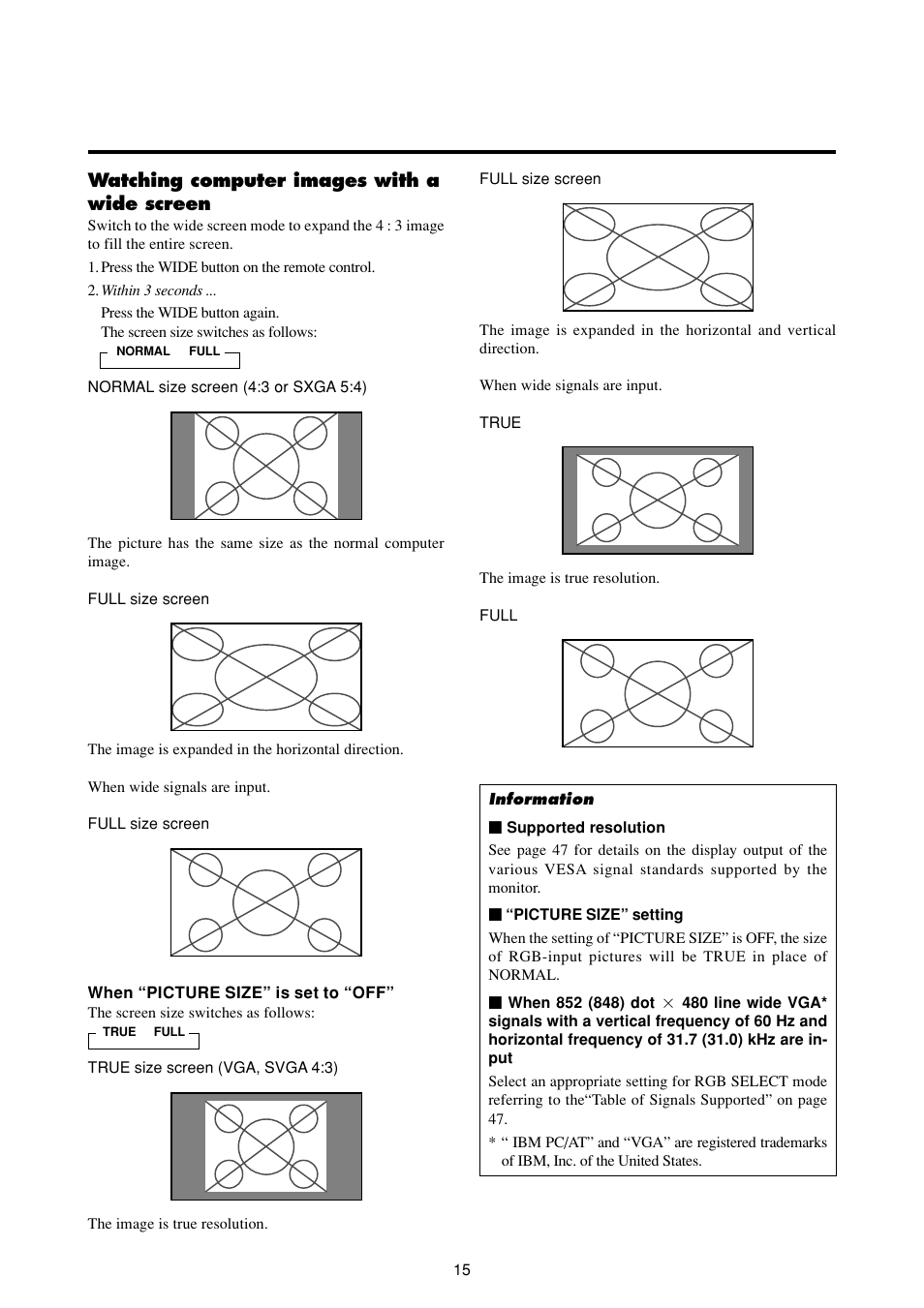 Watching computer images with a wide screen | Marantz PD6120D User Manual | Page 22 / 60