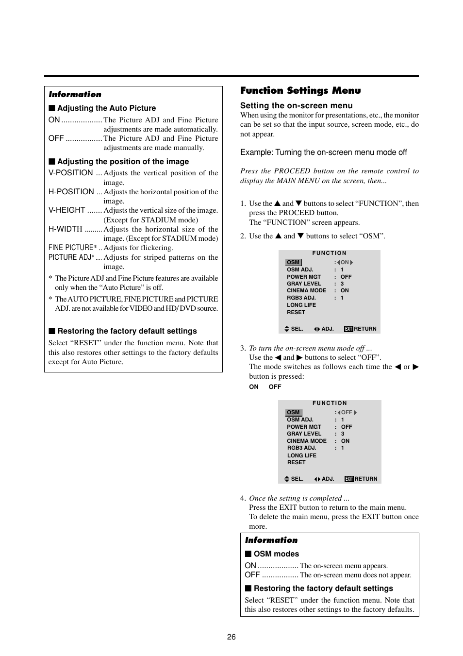 Function settings menu | Marantz PD6120D User Manual | Page 33 / 60