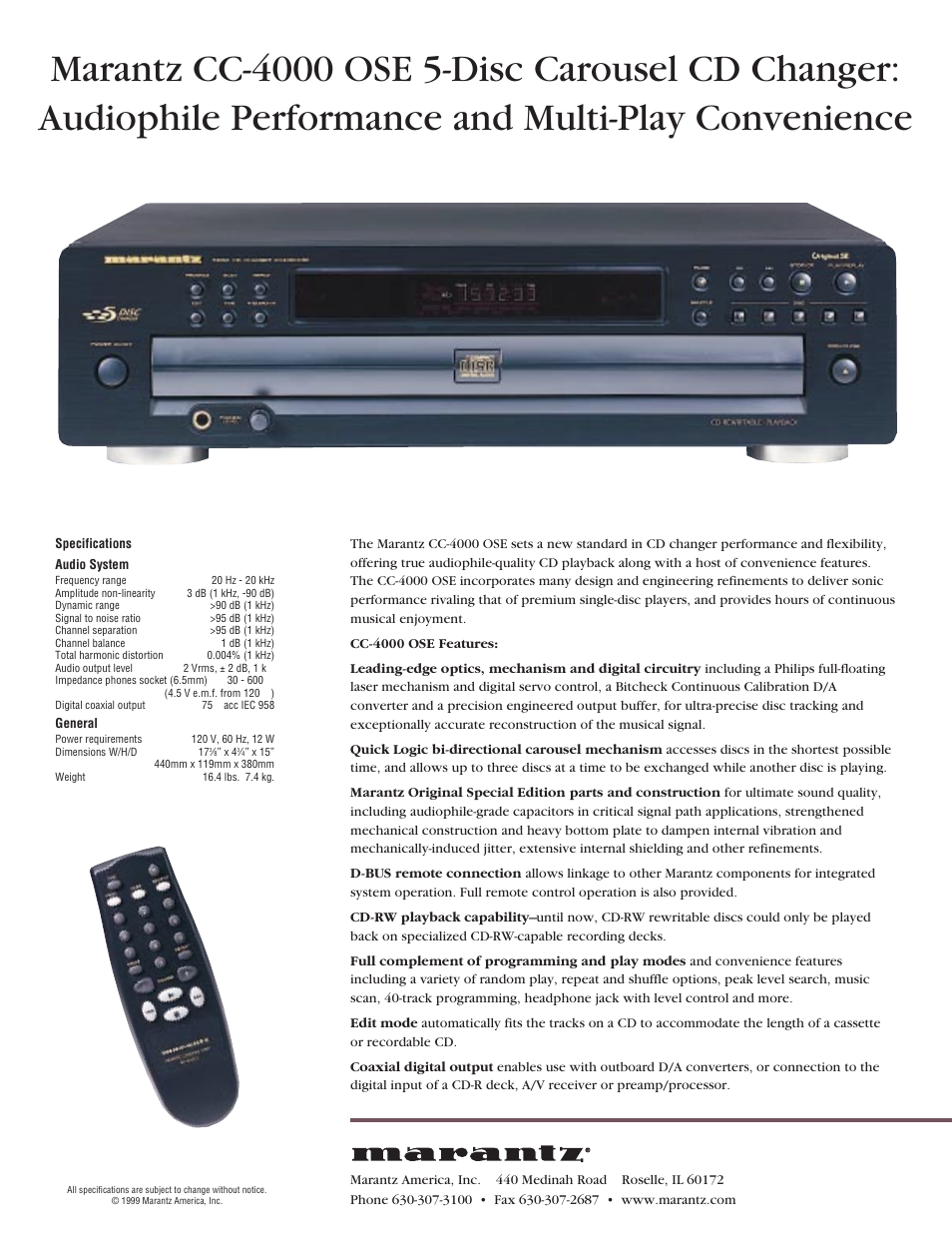 Marantz CC-4000OSE User Manual | 1 page