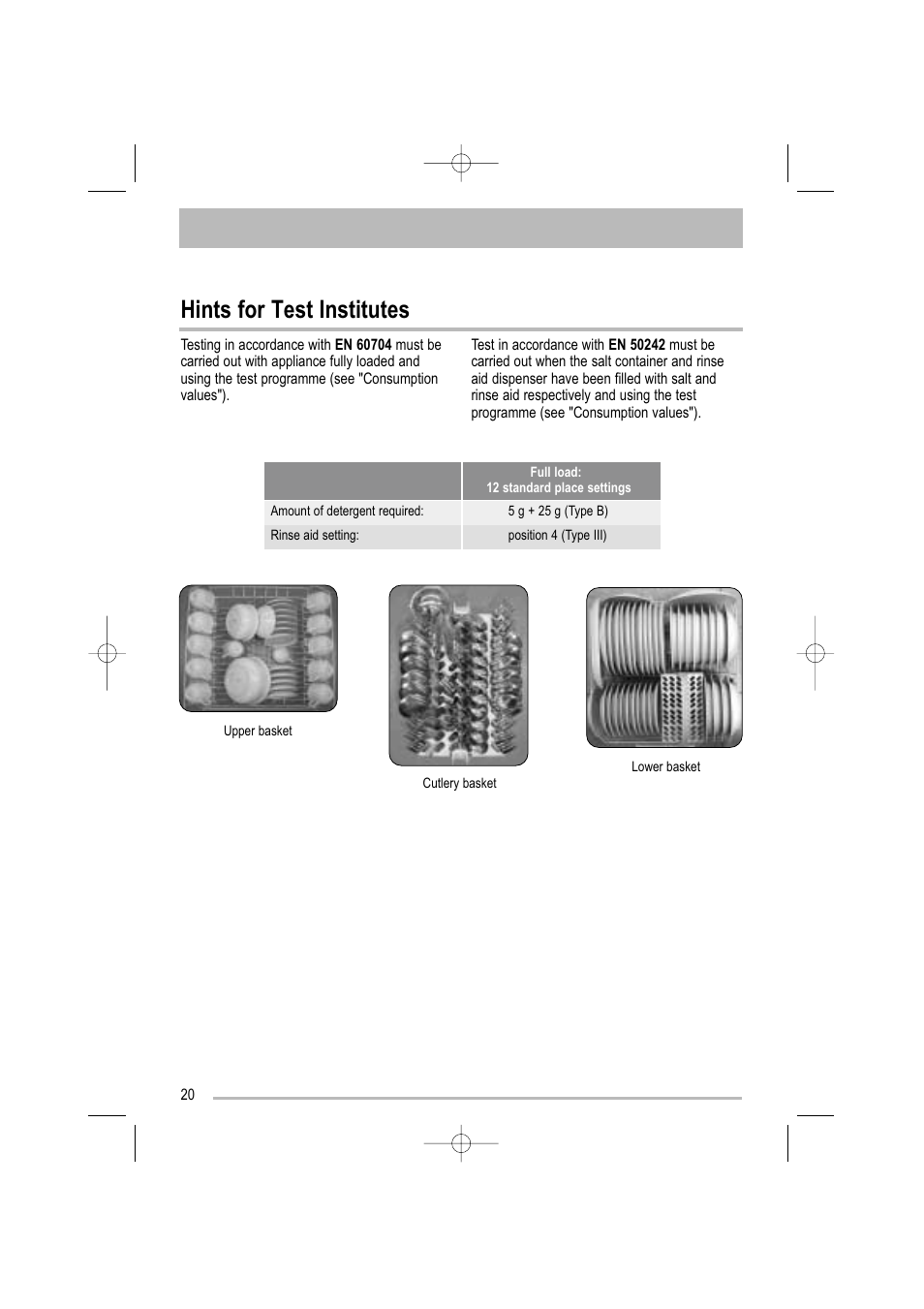 Hints for test institutes | Moffat MDW 542 User Manual | Page 20 / 28