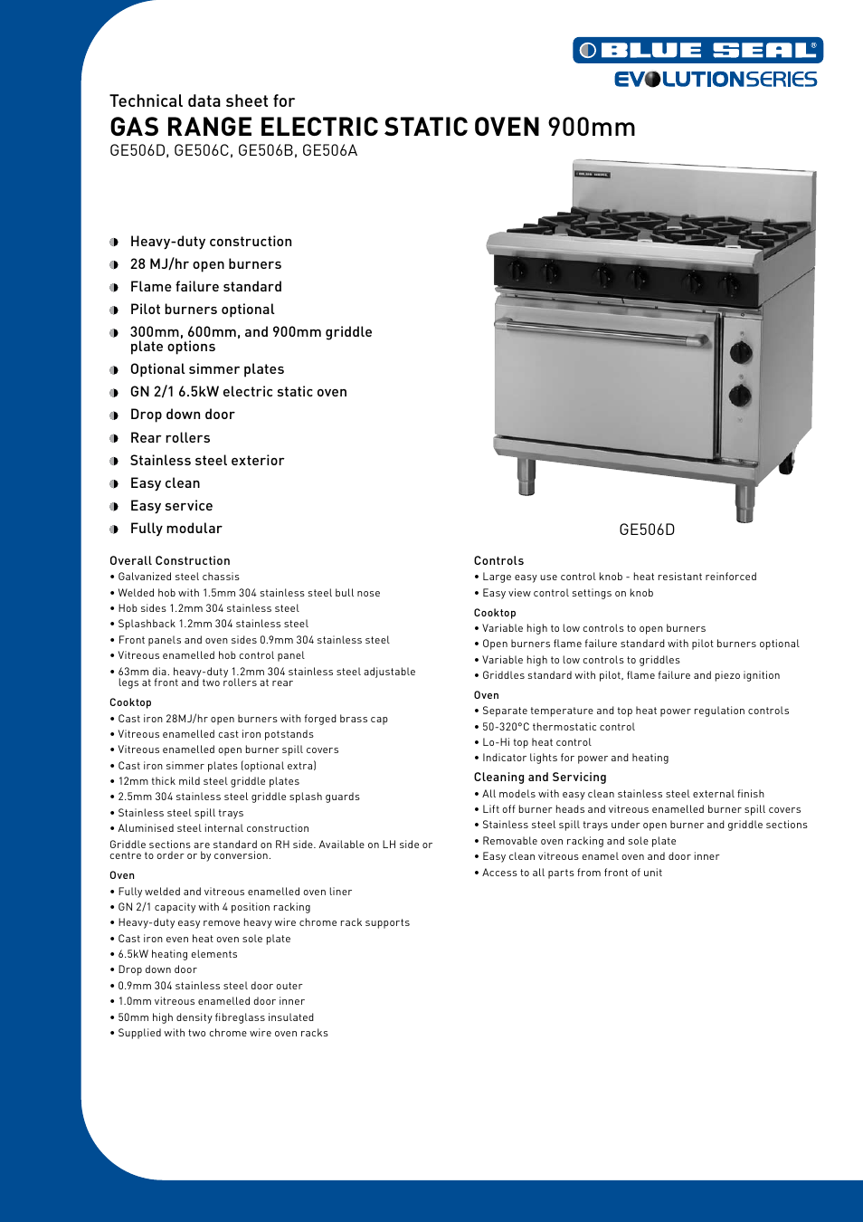 Moffat Blue Seal GE506A User Manual | 2 pages