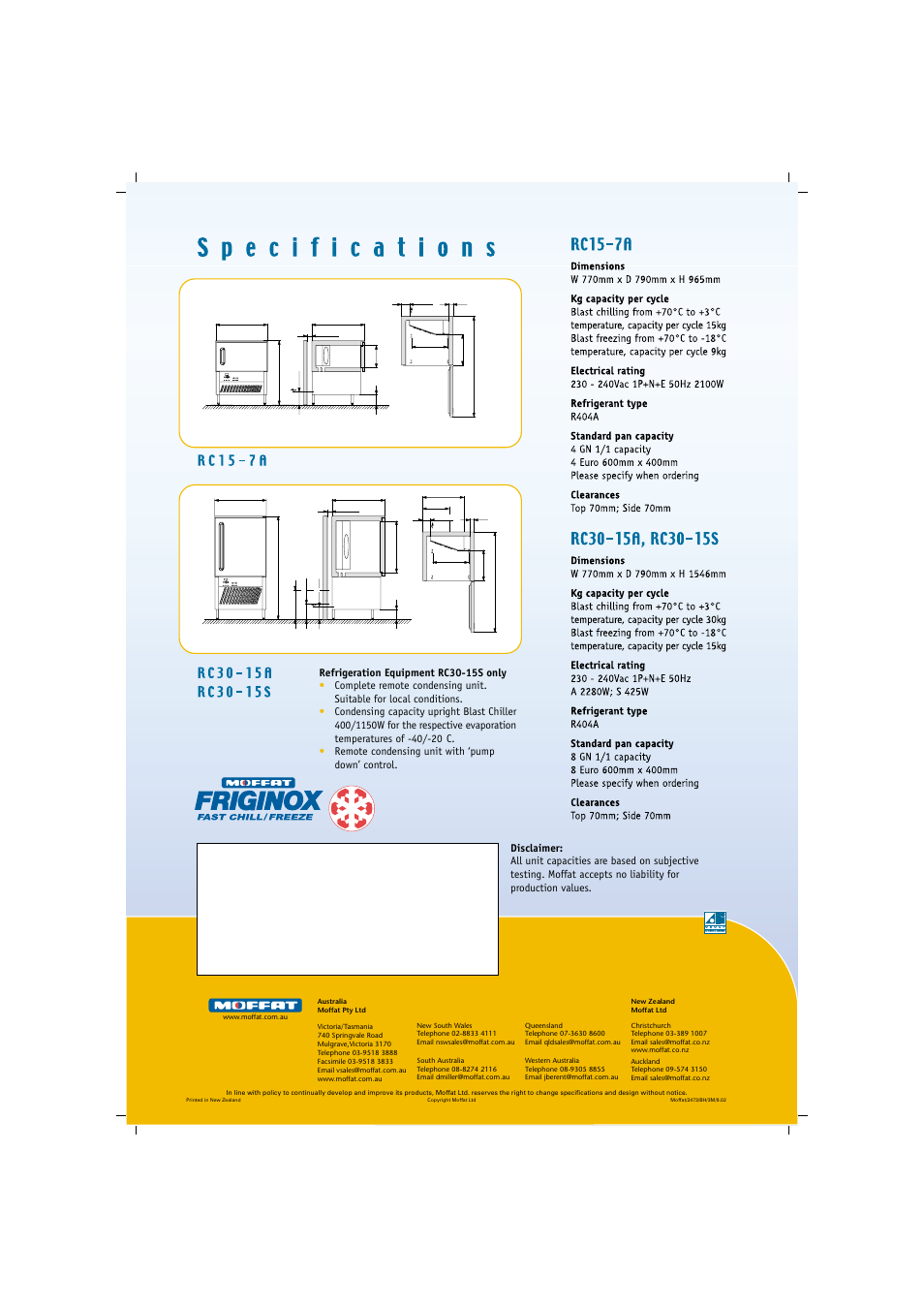 Moffat Friginox RC15-7A User Manual | Page 2 / 2