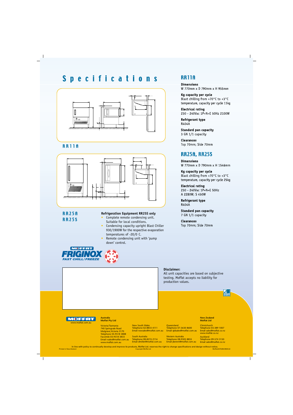 Moffat Friginox RR11A User Manual | Page 2 / 2
