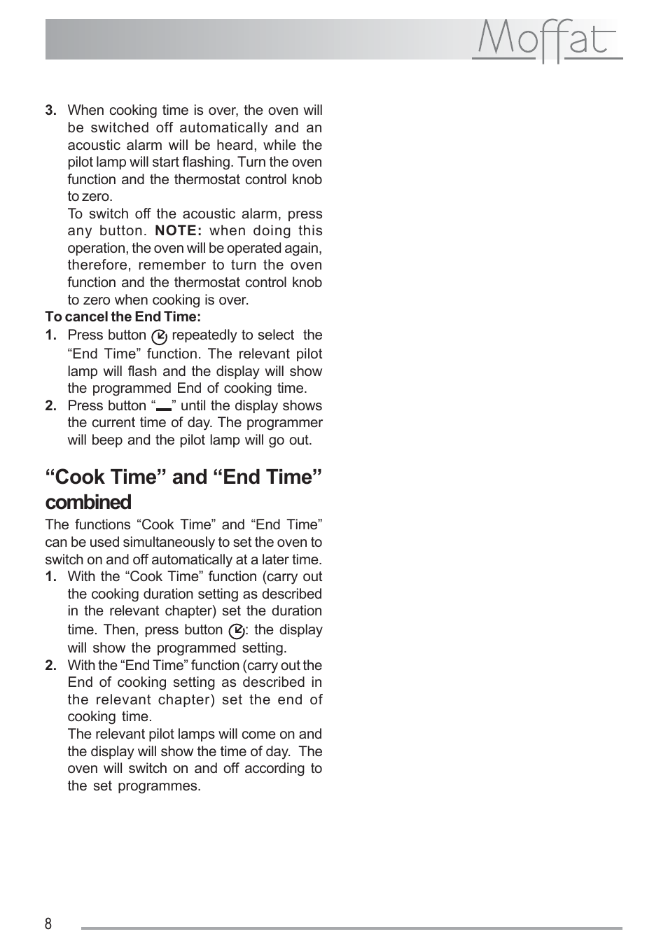 Cook time” and “end time” combined | Moffat MSF 616 User Manual | Page 8 / 24