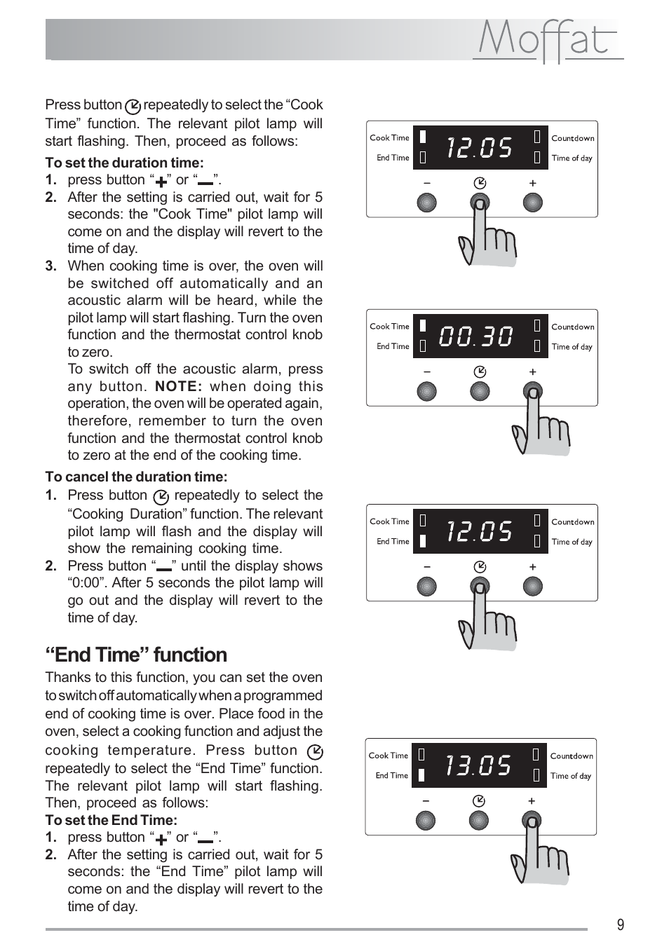 End time” function | Moffat MSF 620 User Manual | Page 9 / 28