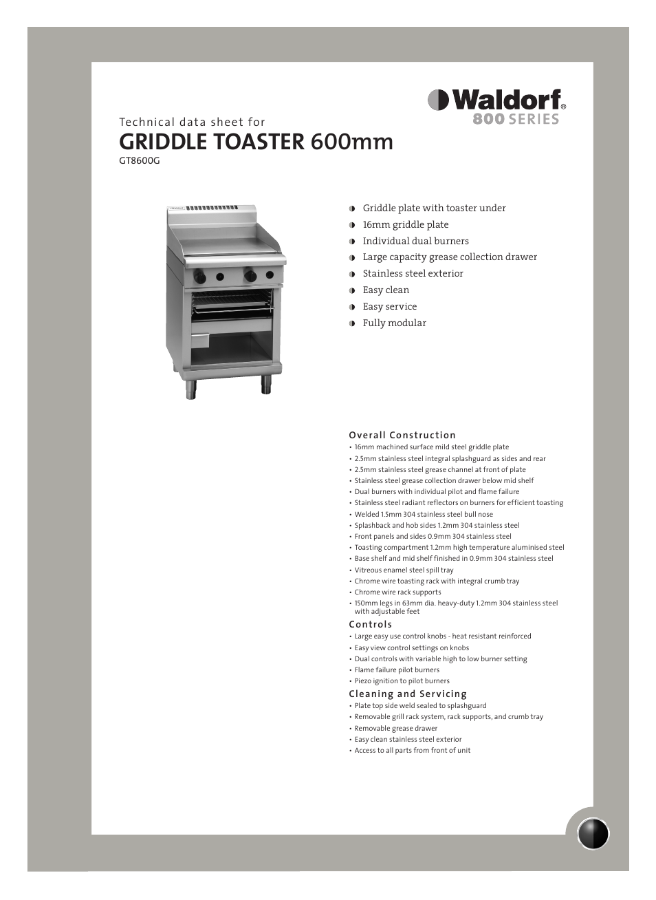 Moffat GT8600G User Manual | 2 pages