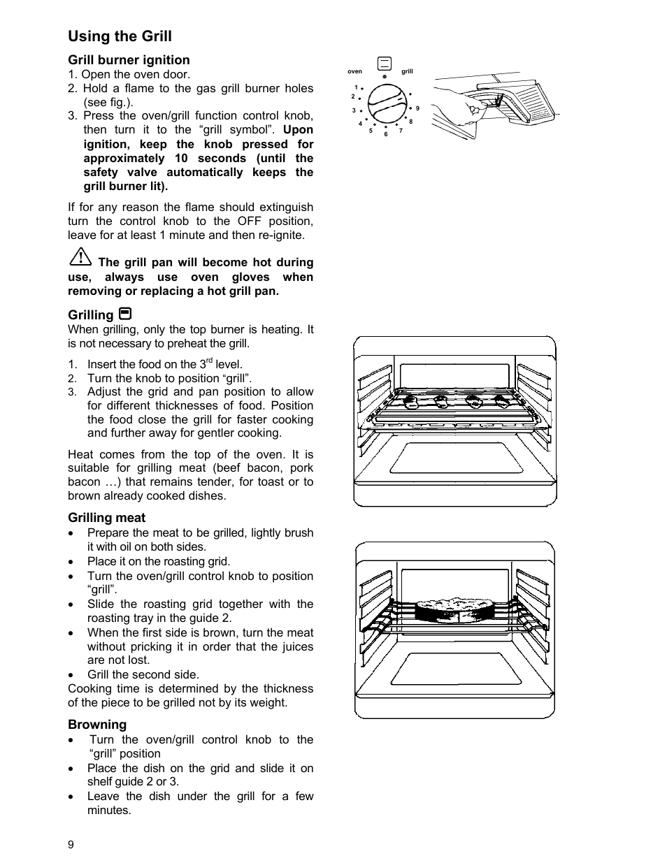 Using the grill | Moffat U21321 GSV 5050 W User Manual | Page 9 / 26