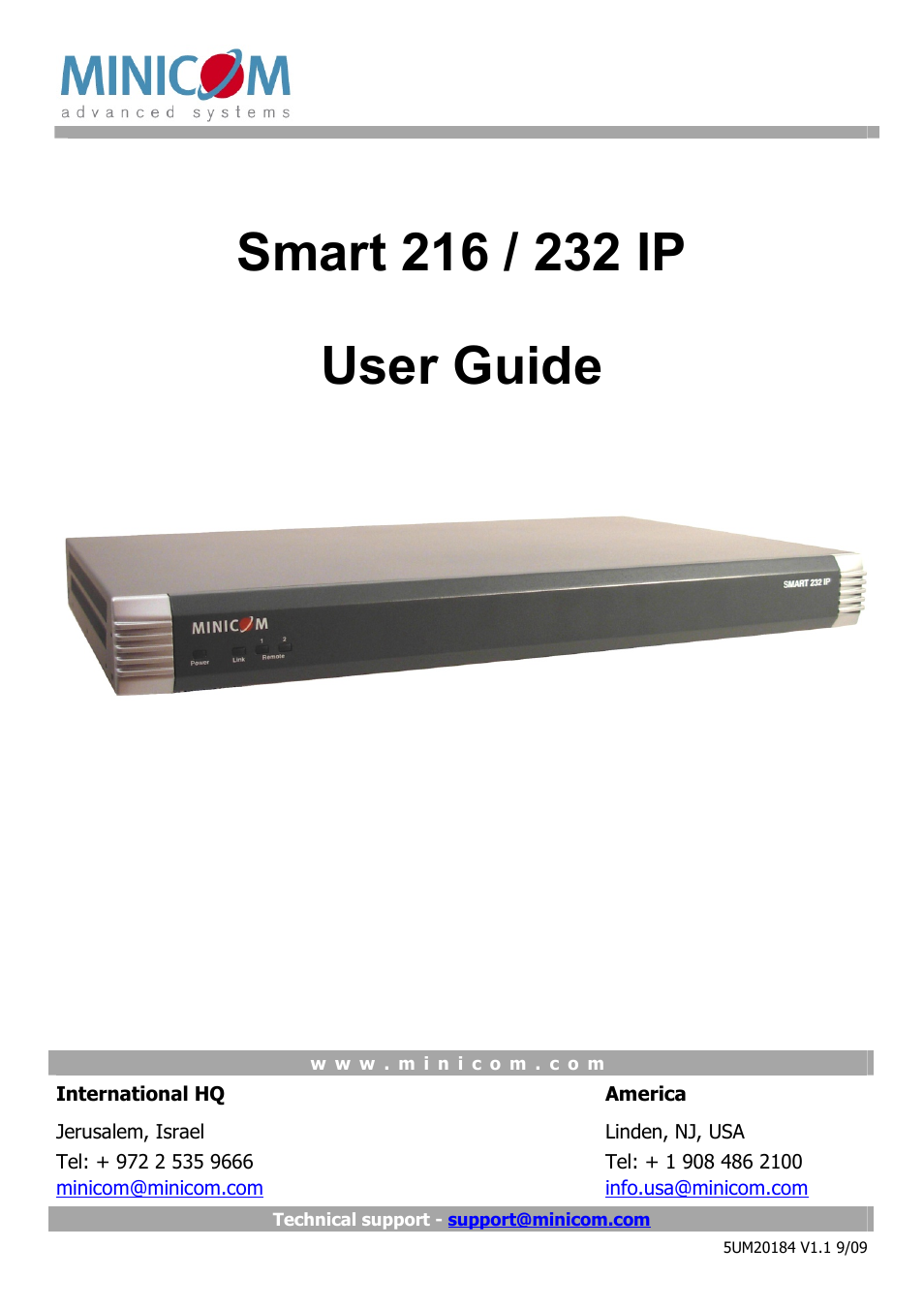 Minicom Advanced Systems Minicom Smart 216 User Manual | 50 pages