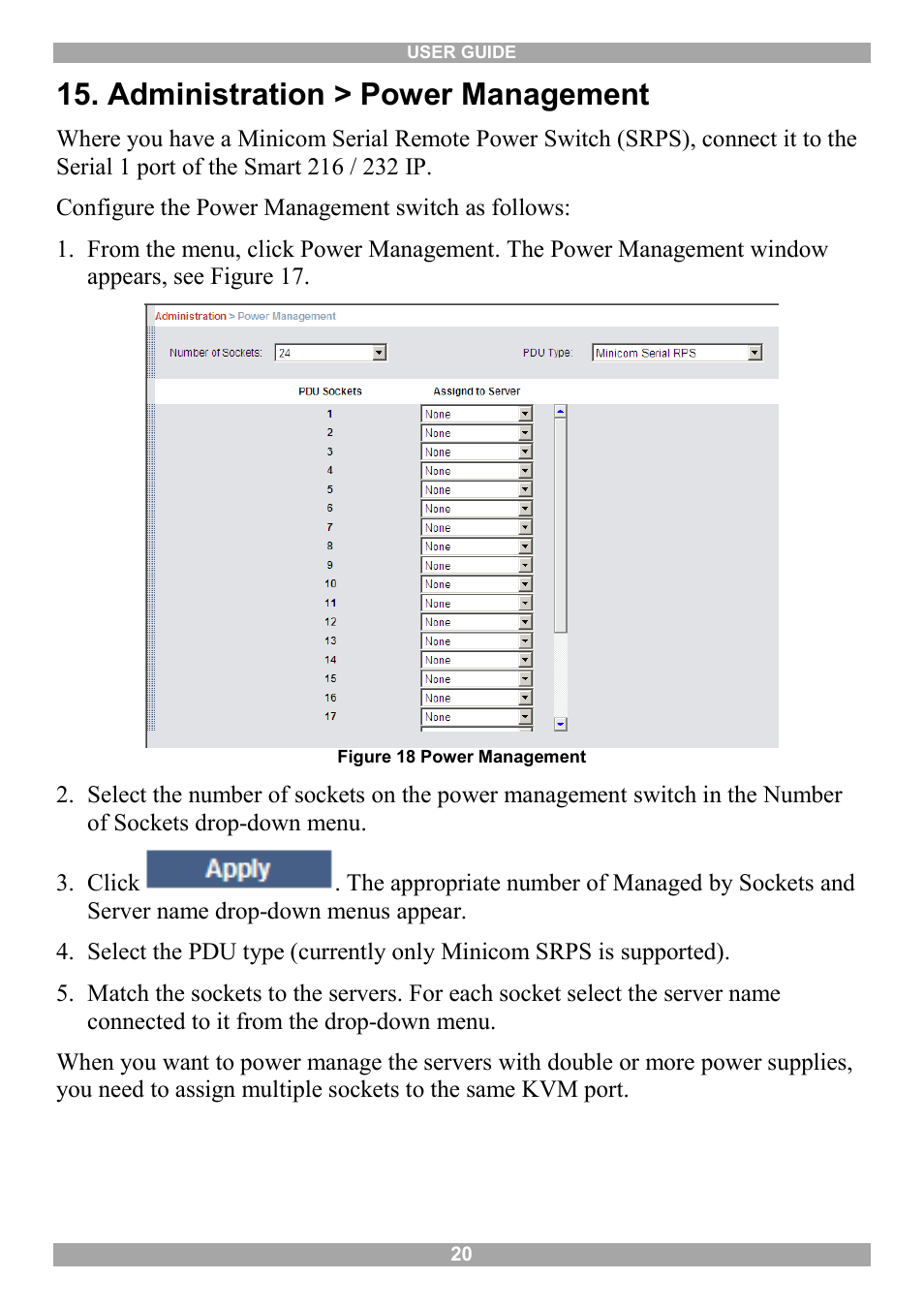 Administration > power management | Minicom Advanced Systems Minicom Smart 216 User Manual | Page 21 / 50