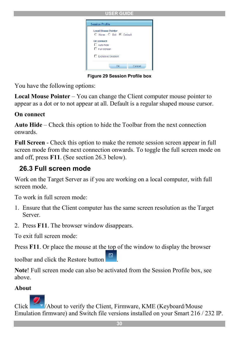 3 full screen mode | Minicom Advanced Systems Minicom Smart 216 User Manual | Page 31 / 50