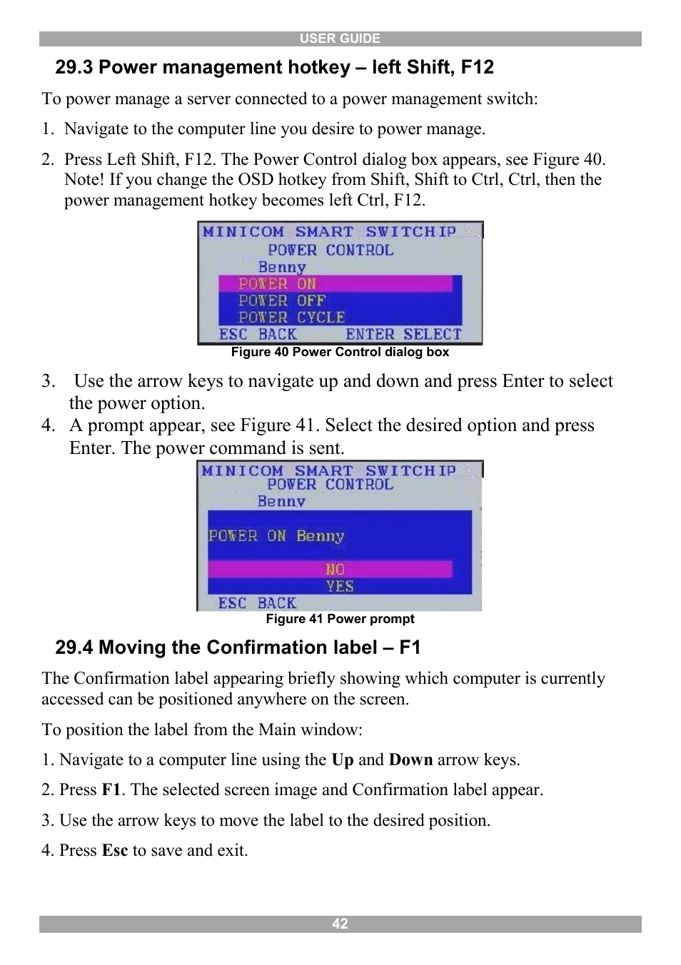 3 power management hotkey – left shift, f12, 4 moving the confirmation label – f1 | Minicom Advanced Systems Minicom Smart 216 User Manual | Page 43 / 50