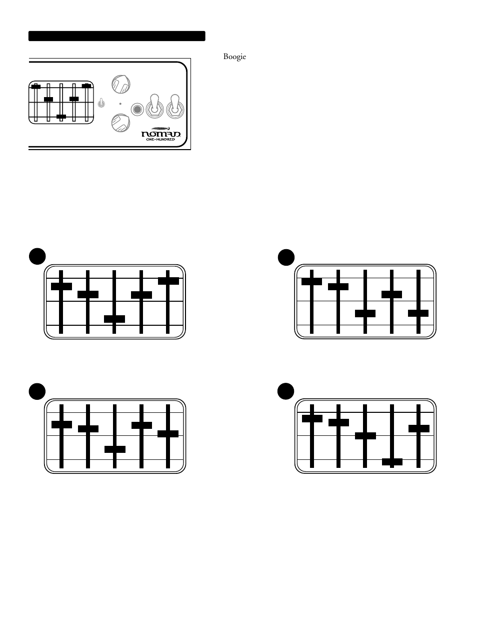 5 band graphic equalizer, The fabled "v" shape ( most popular ) | Mesa/Boogie Nomad Amplifier 45 User Manual | Page 15 / 51