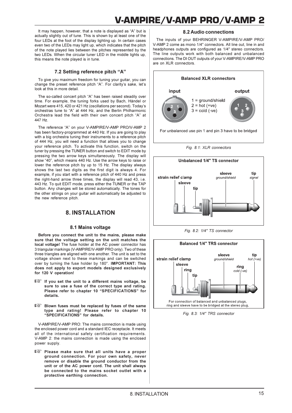 V-ampire/v-amp pro/v-amp 2, Installation | Mesa/Boogie V-AMPIRE User Manual | Page 15 / 19