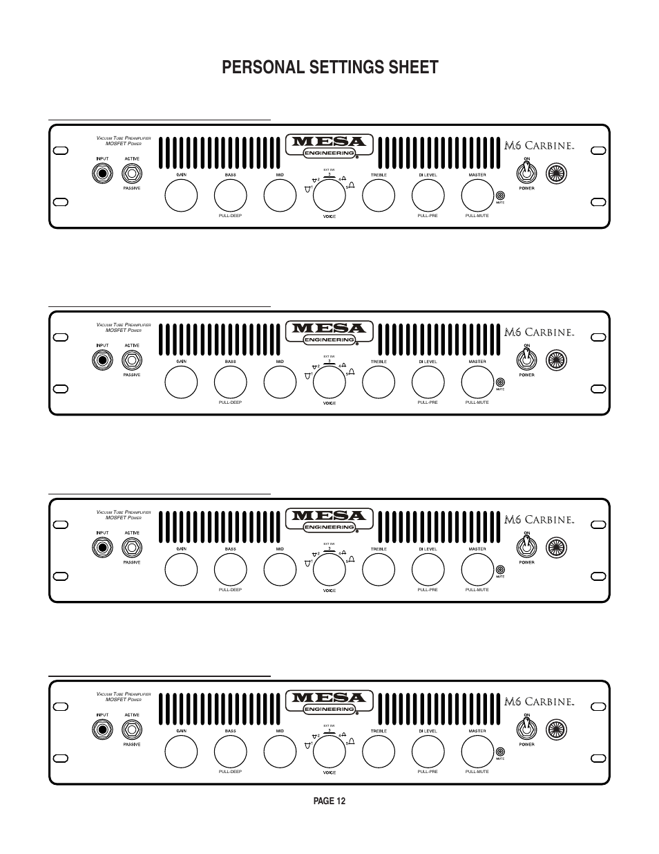 Personal_settings_sheet, Page_12 | Mesa/Boogie Carbine M6 User Manual | Page 16 / 20