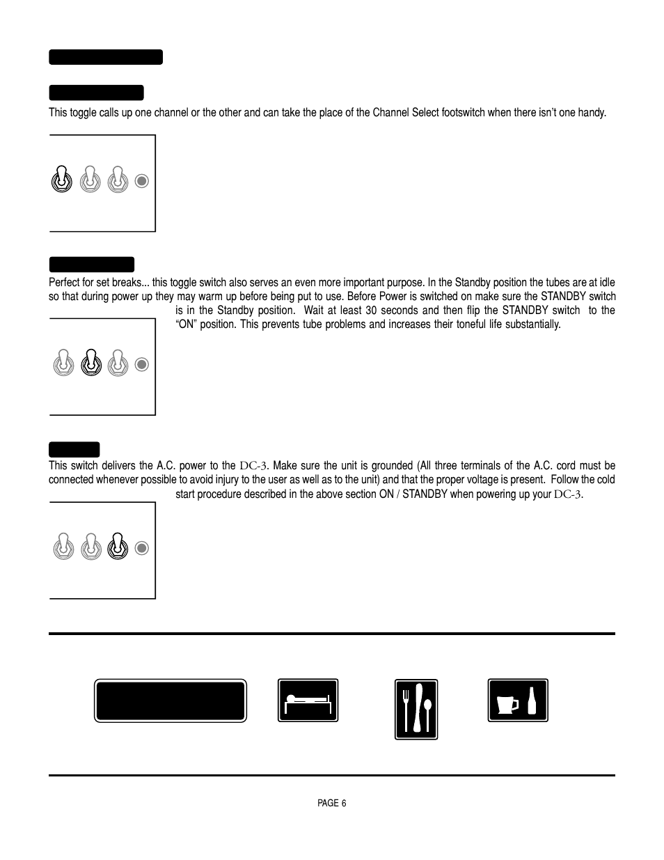 Rest area, Toggle switches rhythm / lead, Power | On / standby | Mesa/Boogie DC3 User Manual | Page 10 / 24