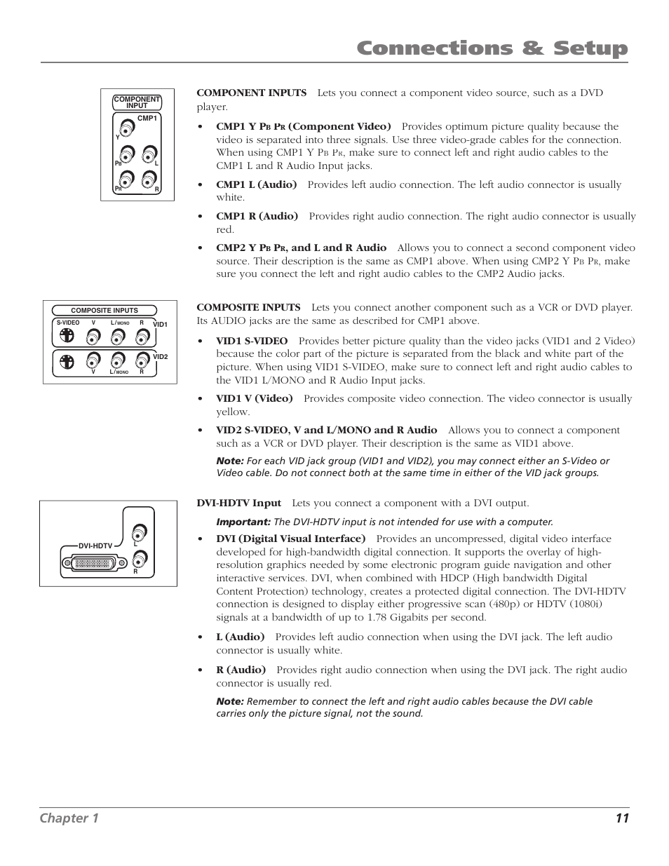 Connections & setup, Chapter 1 11 | Magni Group HDTV User Manual | Page 13 / 64
