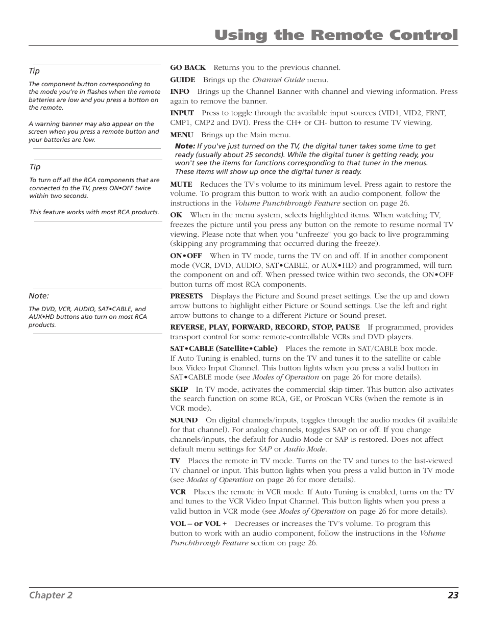 Using the remote control, Chapter 2 23 | Magni Group HDTV User Manual | Page 25 / 64
