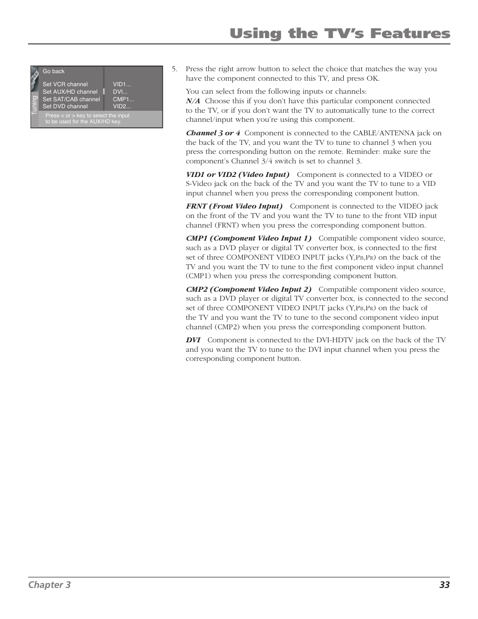 Using the tv’s features, Chapter 3 33 | Magni Group HDTV User Manual | Page 35 / 64