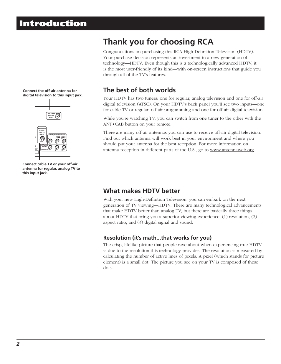 Introduction, The best of both worlds, What makes hdtv better | Resolution (it’s math...that works for you) | Magni Group HDTV User Manual | Page 4 / 64