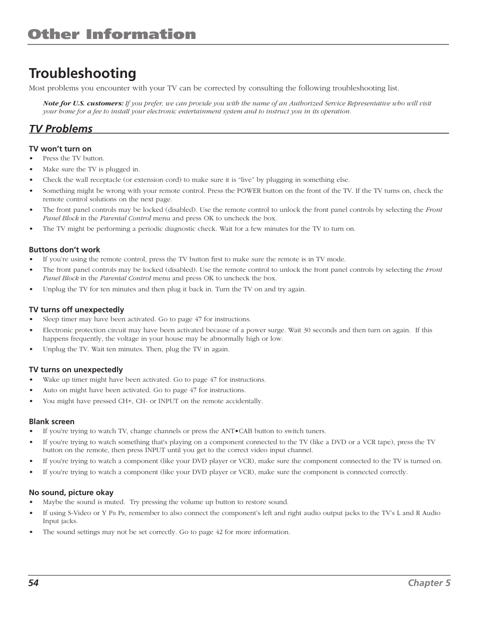 Troubleshooting, Other information, Tv problems problems | Magni Group HDTV User Manual | Page 56 / 64