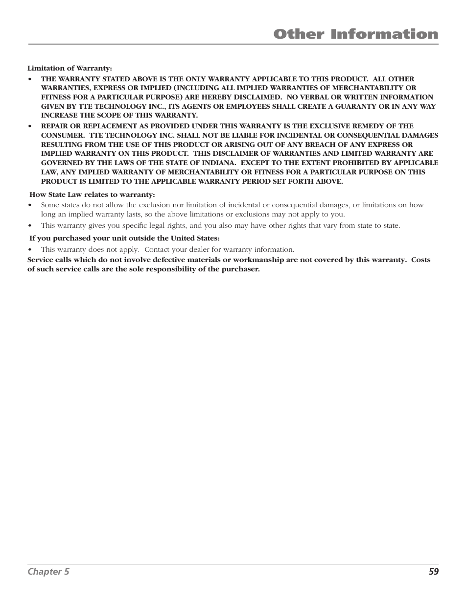 Other information | Magni Group HDTV User Manual | Page 61 / 64