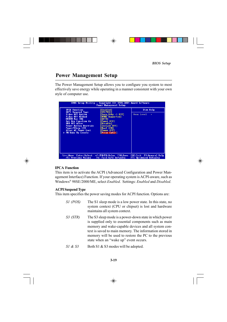 Power management setup | Microstar MS-6547 (v1.X) ATX Mainboard G52-MA00514 User Manual | Page 53 / 67