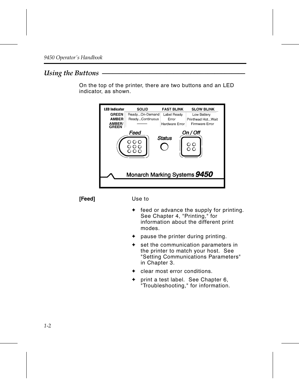 Using the buttons | Monarch Instrument Paxar 9450 User Manual | Page 10 / 52