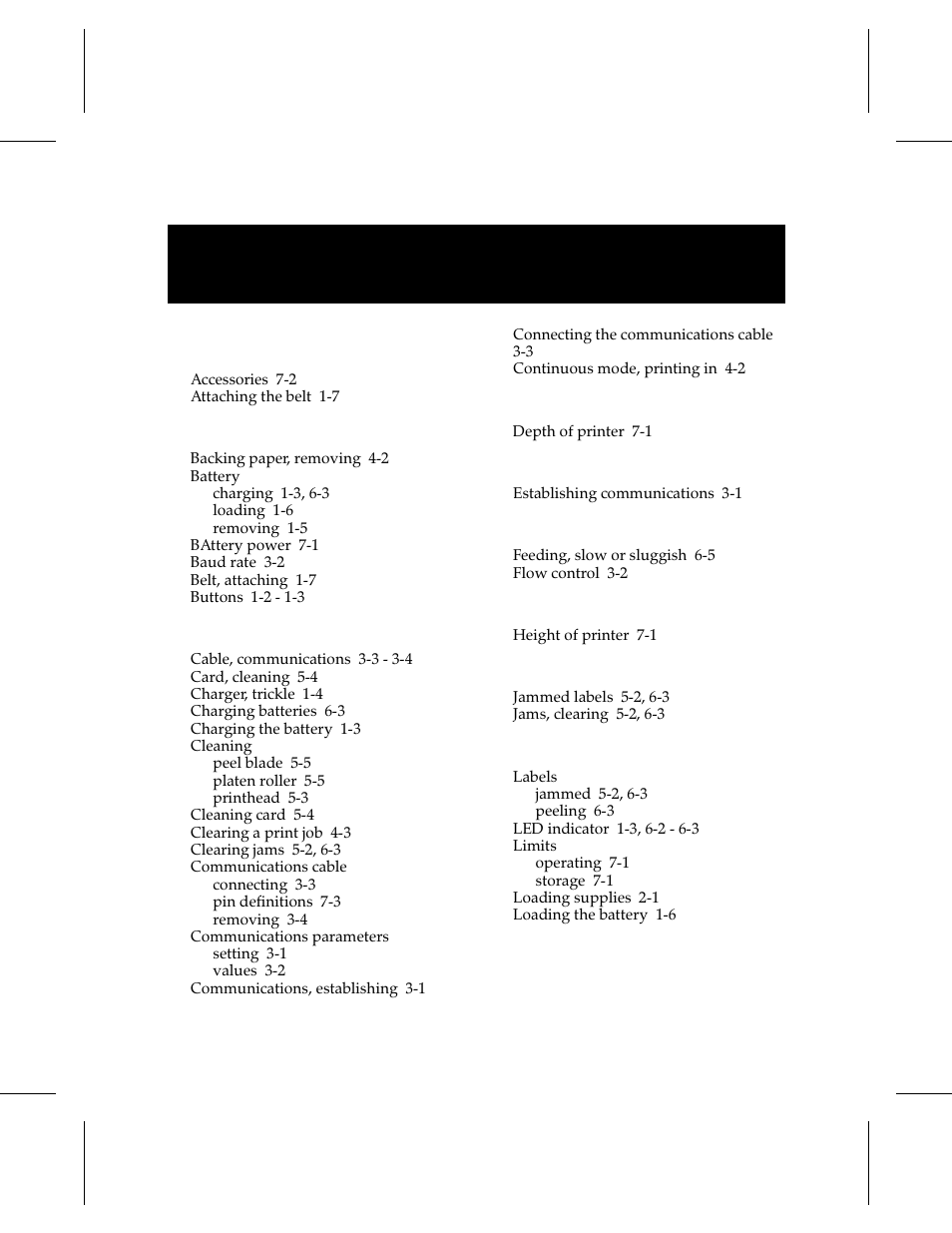 Index | Monarch Instrument Paxar 9450 User Manual | Page 47 / 52