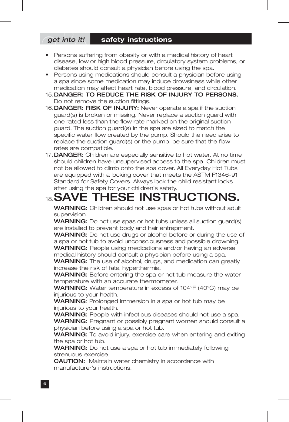 Save these instructions | Marquis Everyday Hot Tub User Manual | Page 6 / 29
