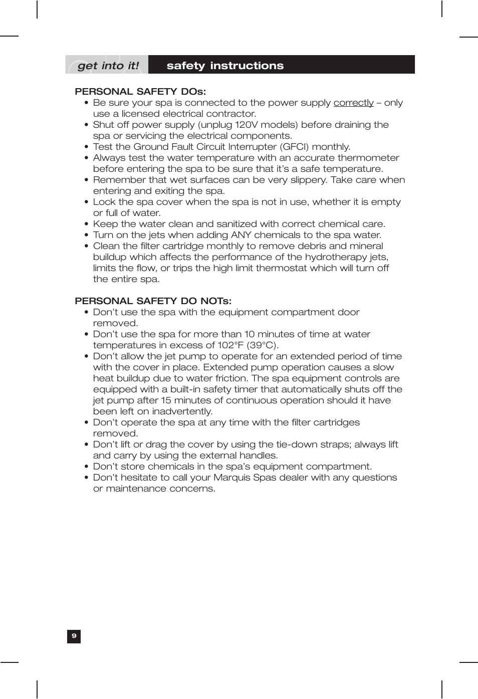Marquis Everyday Hot Tub User Manual | Page 9 / 29