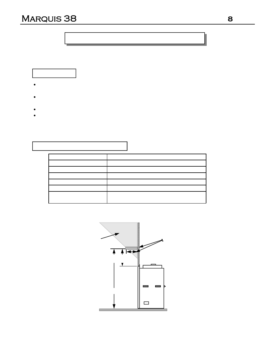 Marquis 38, 8clearance to combustibles | Marquis DVR-38 User Manual | Page 8 / 31