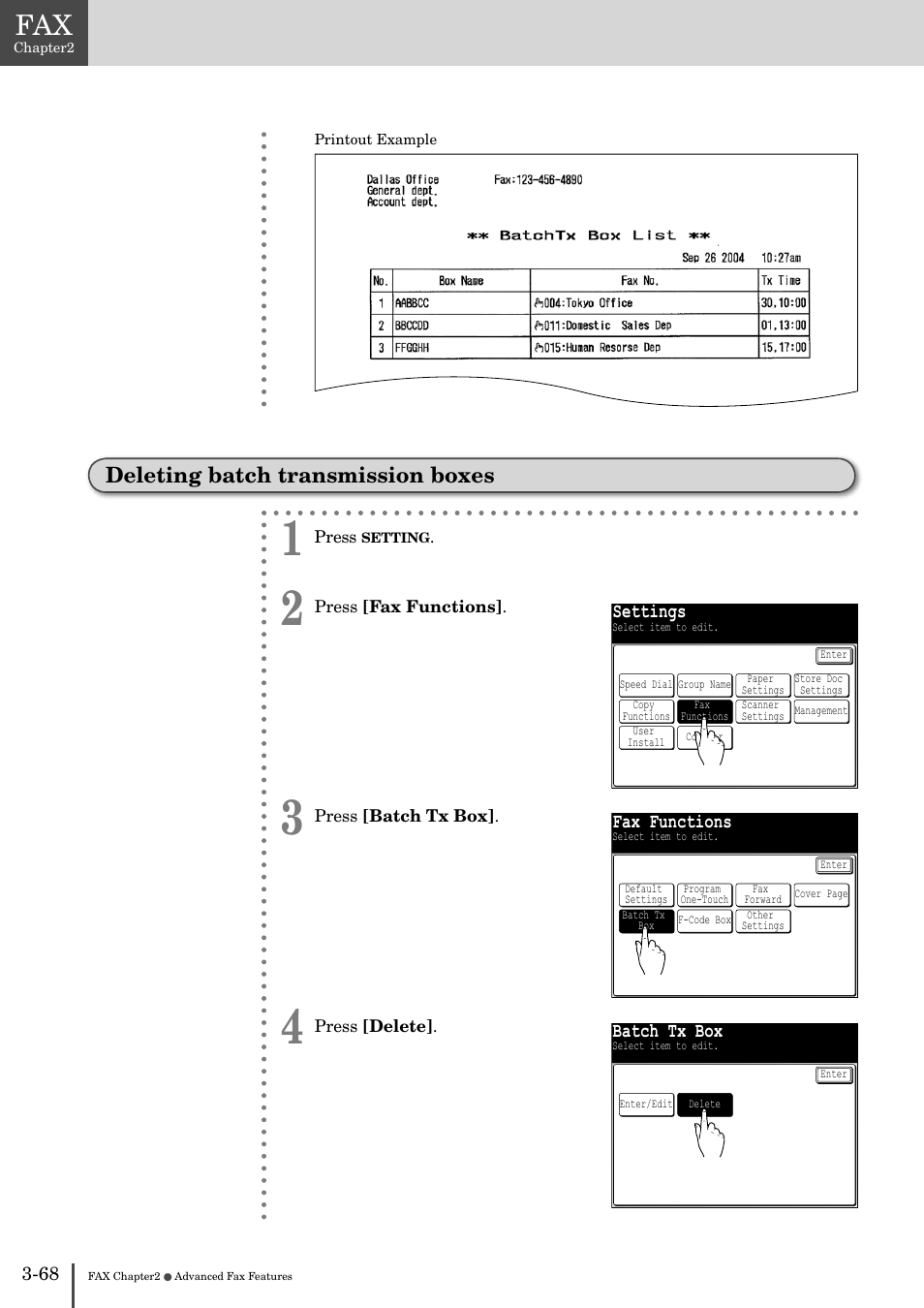Deleting batch transmission boxes -68, Deleting batch transmission boxes | Muratec MFX-2830 User Manual | Page 246 / 471