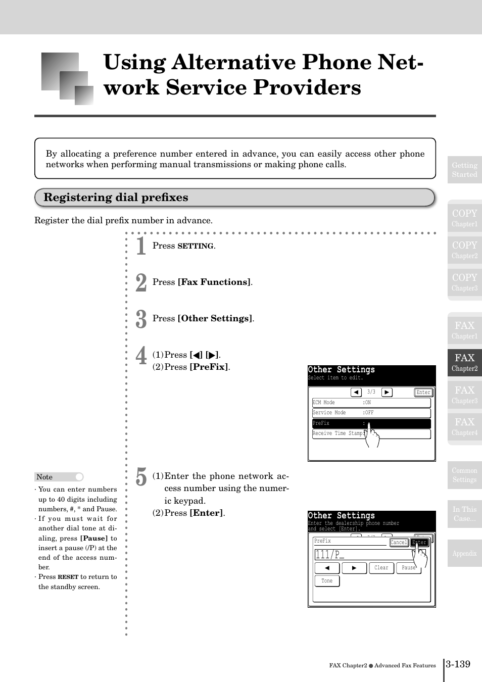 Registering dial preﬁxes -13, 111/p, Registering dial preﬁxes | Muratec MFX-2830 User Manual | Page 317 / 471