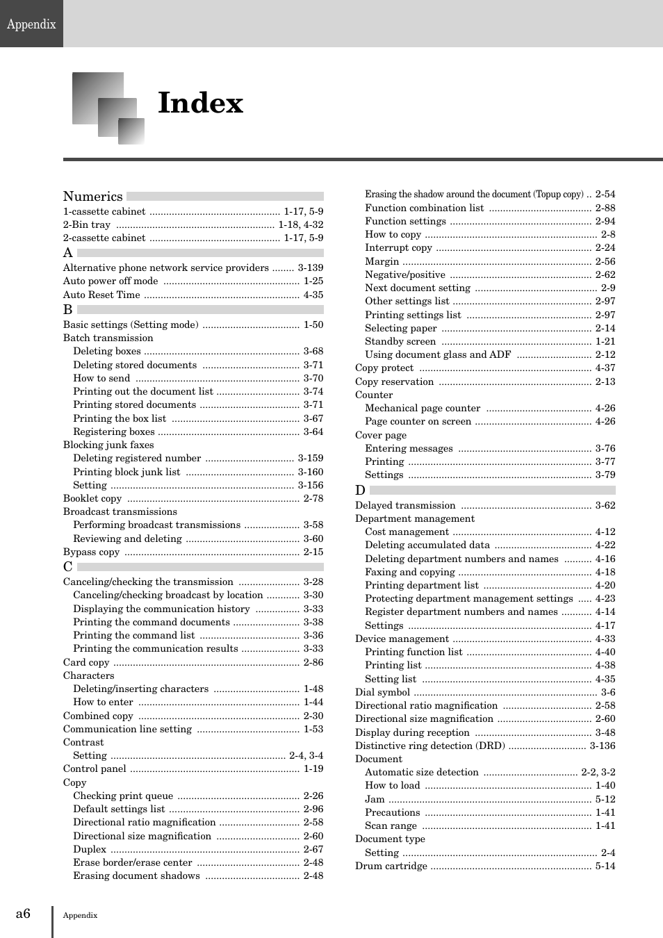 Index, Appendix, Numerics | Muratec MFX-2830 User Manual | Page 468 / 471