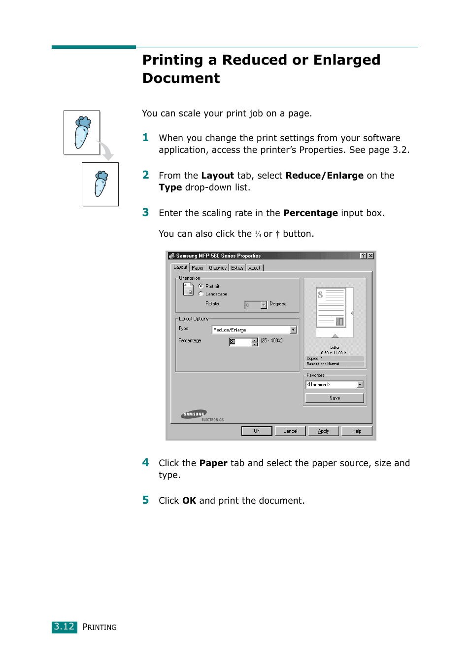 Printing a reduced or enlarged document | Muratec F-114 Series User Manual | Page 75 / 211