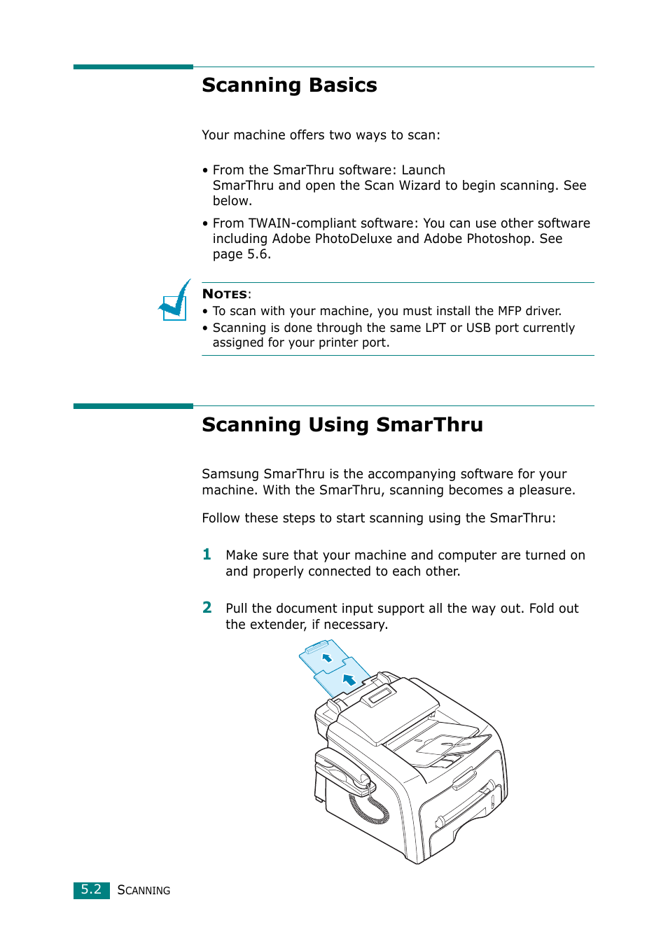 Scanning basics, Scanning using samsung smarthru, Scanning basics scanning using samsung smarthru | Scanning using smarthru | Muratec F-114 Series User Manual | Page 97 / 211