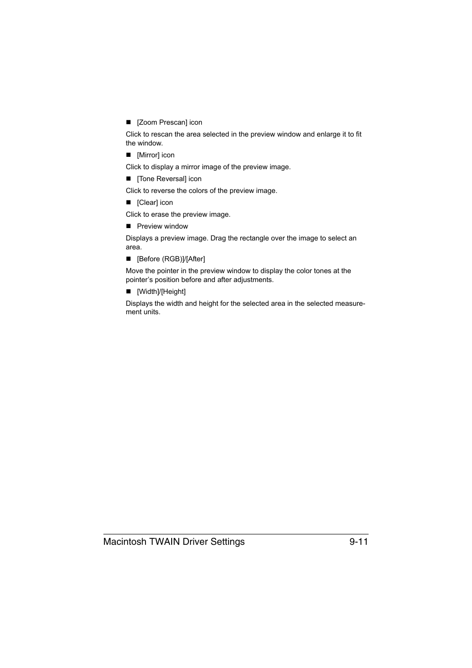 Macintosh twain driver settings 9-11 | Muratec Printer/Copier/Scanner MFX-C3035 User Manual | Page 212 / 392