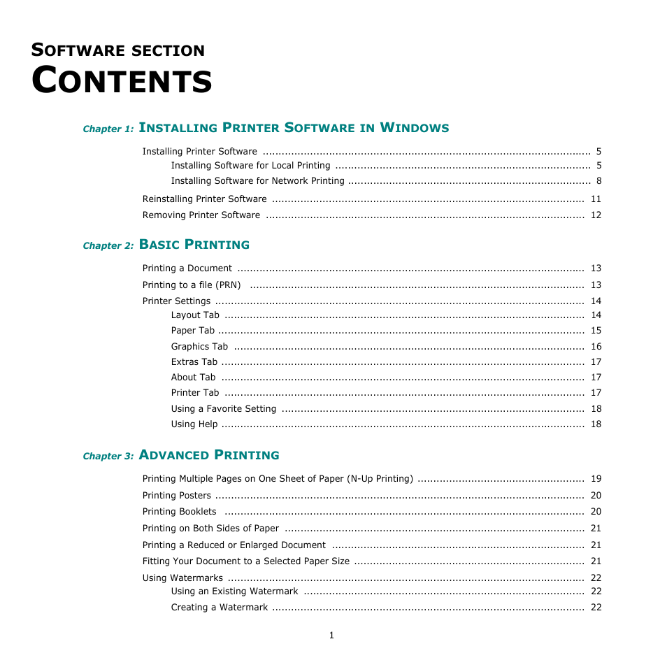 Software section contents, Ontents | Muratec MFX-3050 User Manual | Page 98 / 142