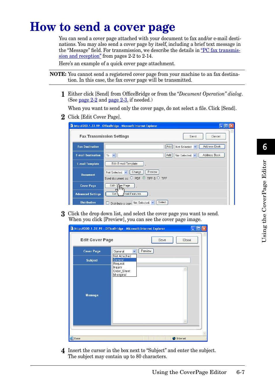 How to send a cover page | Muratec MFX-2030 User Manual | Page 173 / 189