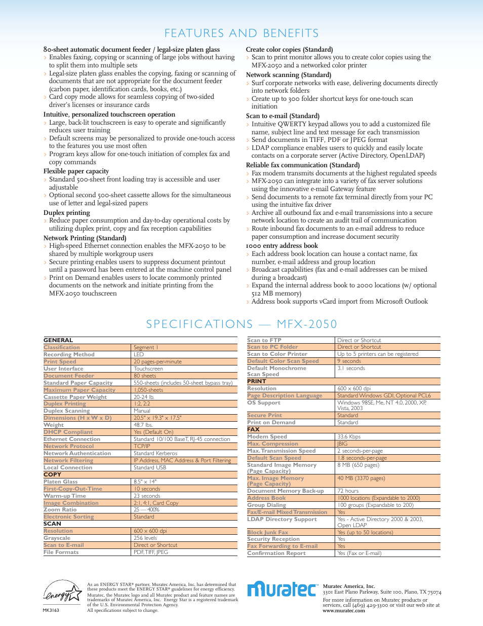 Muratec MFX-2050 User Manual | Page 2 / 2