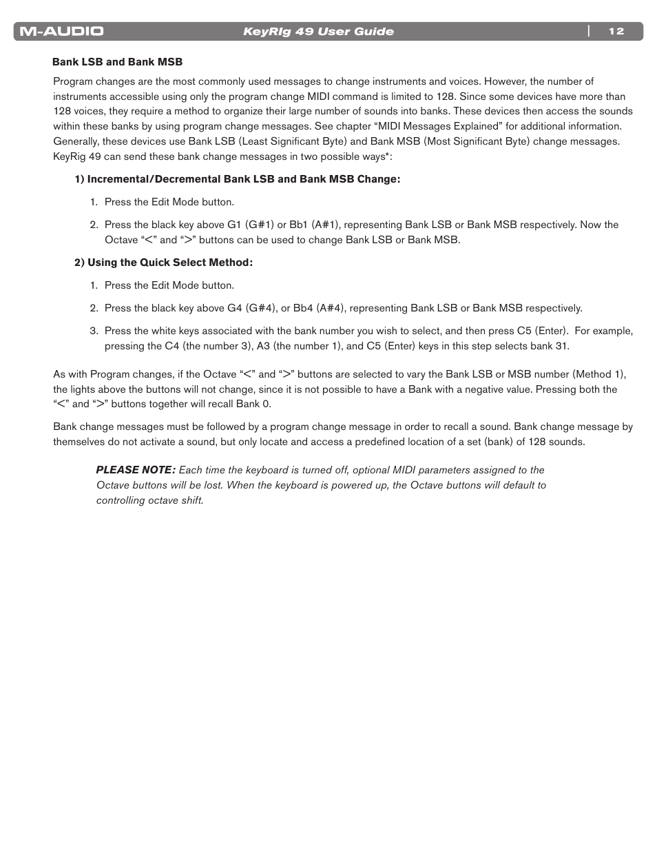 Bank lsb and bank msb | M-AUDIO KEYRIG 49 User Manual | Page 13 / 24
