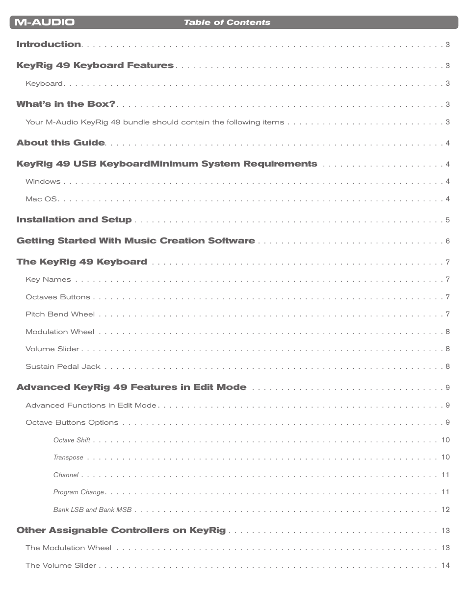 M-AUDIO KEYRIG 49 User Manual | Page 2 / 24